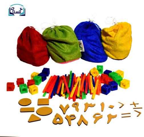 کیسه ریاضی کلاس اولی ها شامل چینه چوب خط اعداد فارسی اشکال هندسی