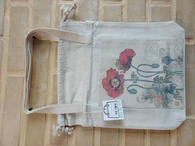 کیف پارچه ای جیب دار (طرح گل شقایق  کد 2117)