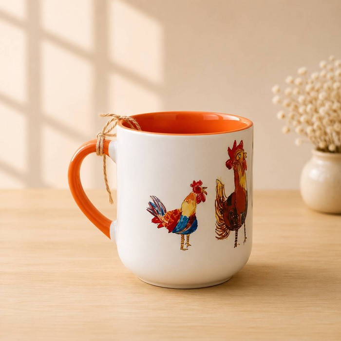 ماگ انحنادار طرح خروس ها (باجعبه)
