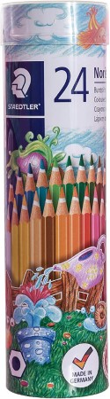 مداد رنگی 24 رنگ جعبه فلزی گرد استدلر (STAEDTLER)