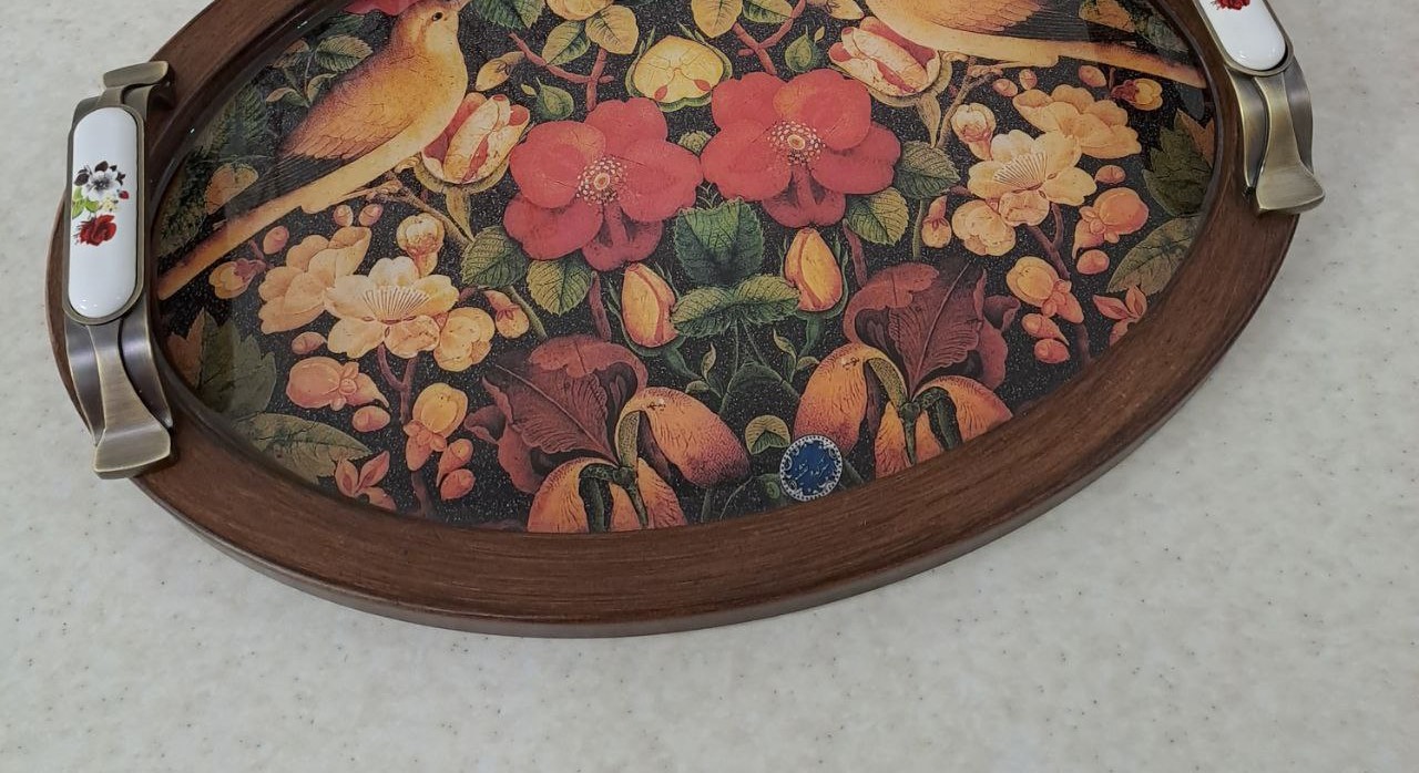 سینی بیضی دسته سرامیکی گل مرغ