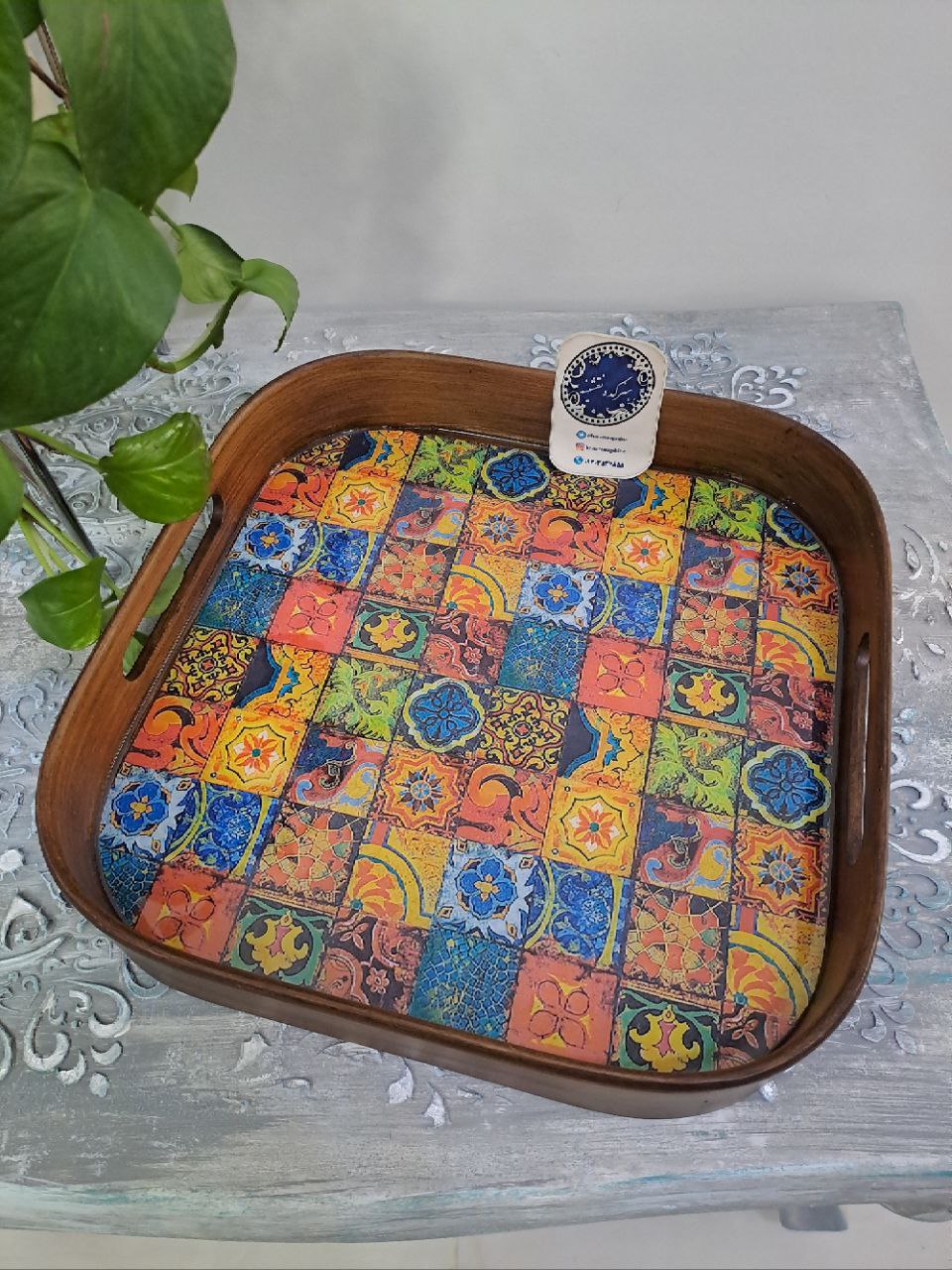 سینی ساده ( طرح رنگارنگ)