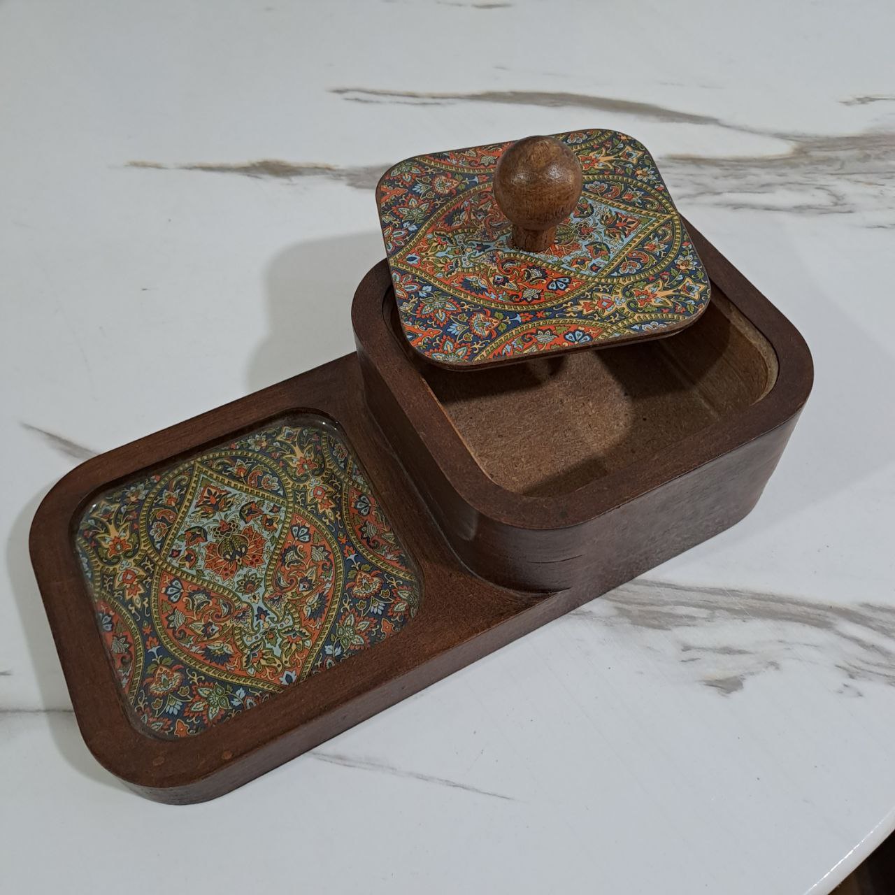 زیرلیوانی قندان یک نفره (طرح گلیم)	