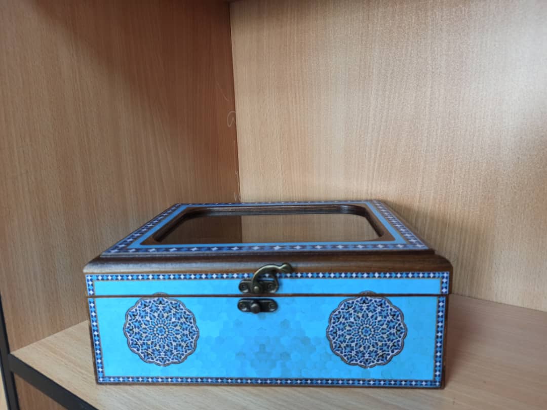 جعبه دمنوش درب شیشه ای(طرح حوض نقره)