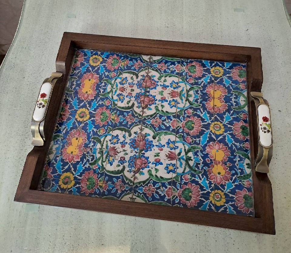 سینی دسته سرامیکی  گلستان