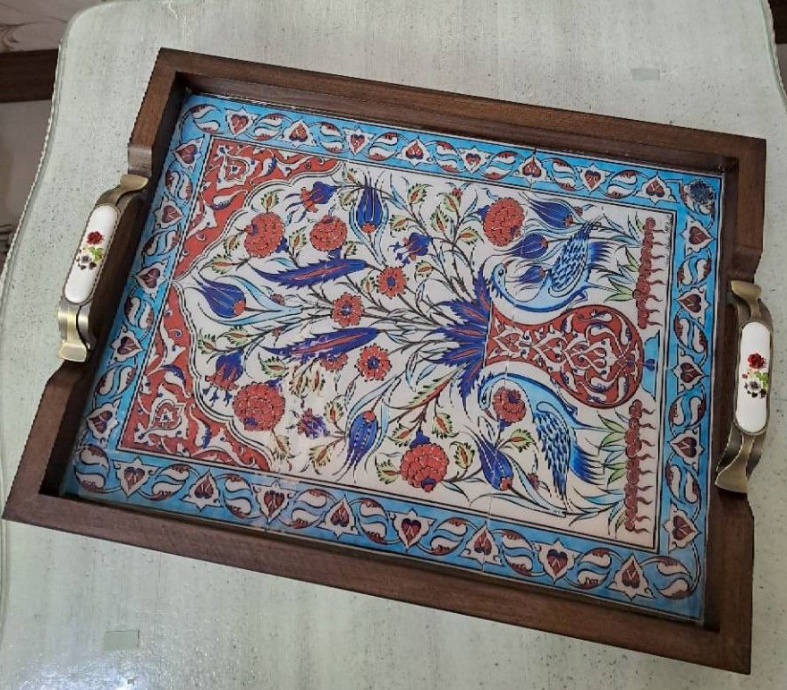 سینی دسته سرامیکی گلدان