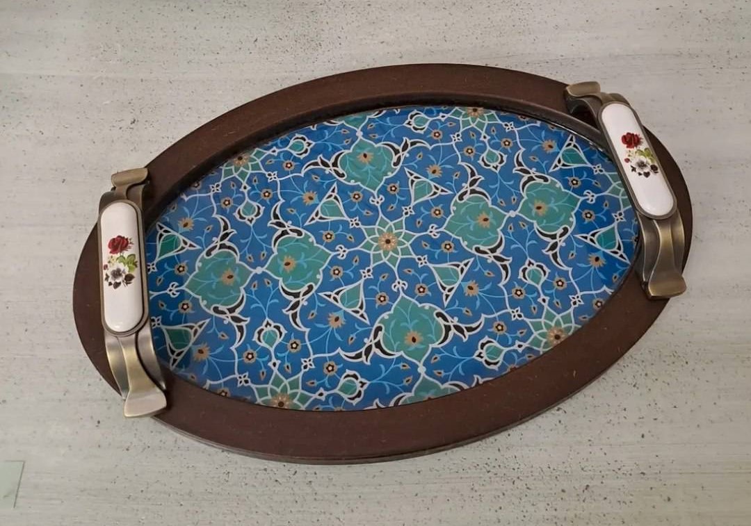 سینی بیضی دسته سرامیکی آبگینه