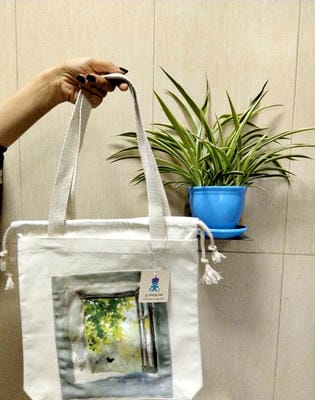 کیف پارچه ای جیب دار 31 در 31 (طرح پنجره  کد 2127)